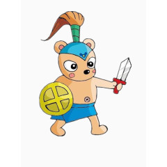 拿刀和盾牌的小熊武士