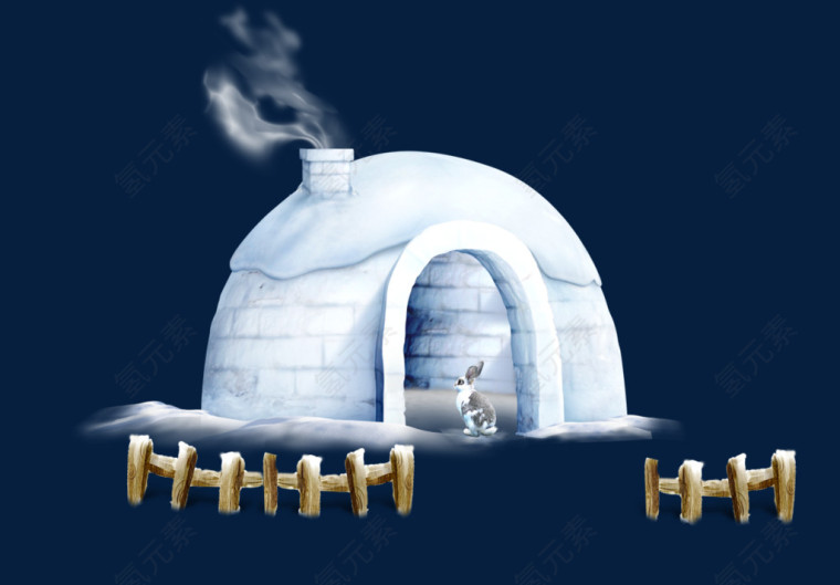 冬天雪景房子