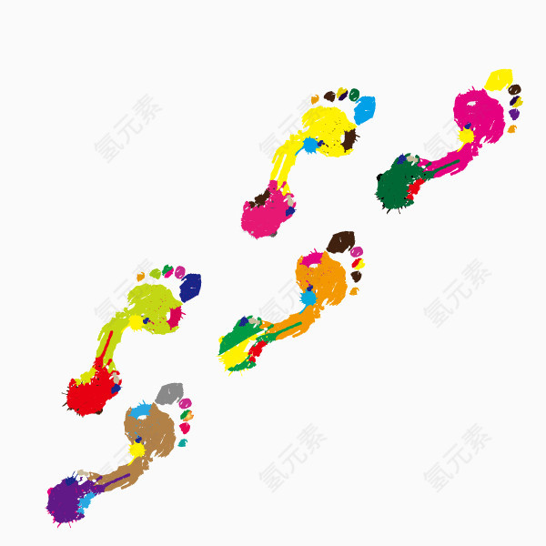 水彩 油画 脚印 装饰图案