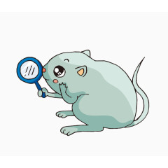 卡通手绘照镜子的小老鼠