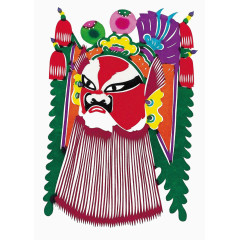 红脸京剧脸谱剪纸画