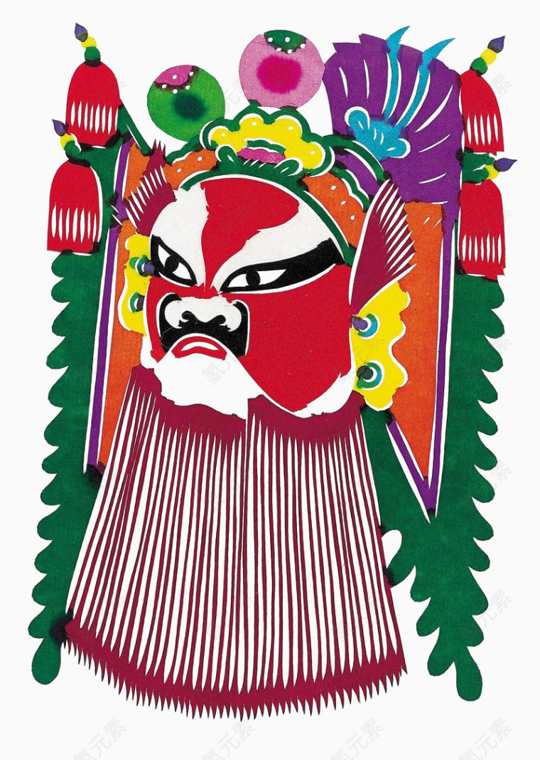 红脸京剧脸谱剪纸画