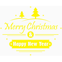 黄色英文圣诞快乐素材