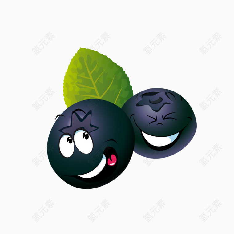 卡通高兴的蓝莓水果素材
