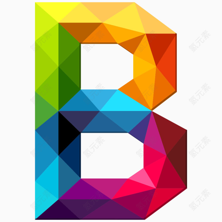 卡通炫彩几何拼接字母B
