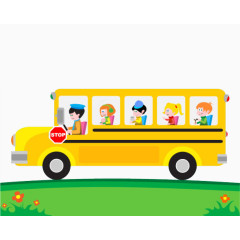 卡通校车上的孩子