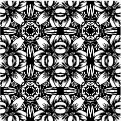 方形简约线描佛教曼陀罗图案