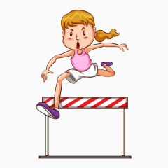 手绘卡通跨栏女孩