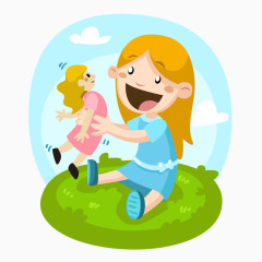 玩洋娃娃的小女孩