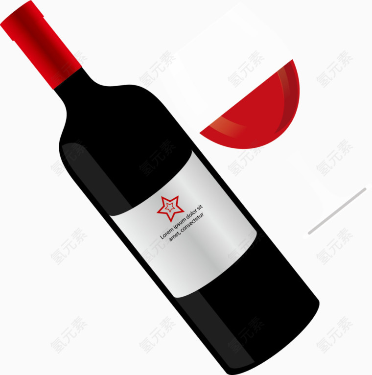 红酒红酒杯卡通手绘图标元素