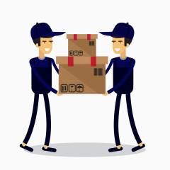 时尚卡通快递员搬东西