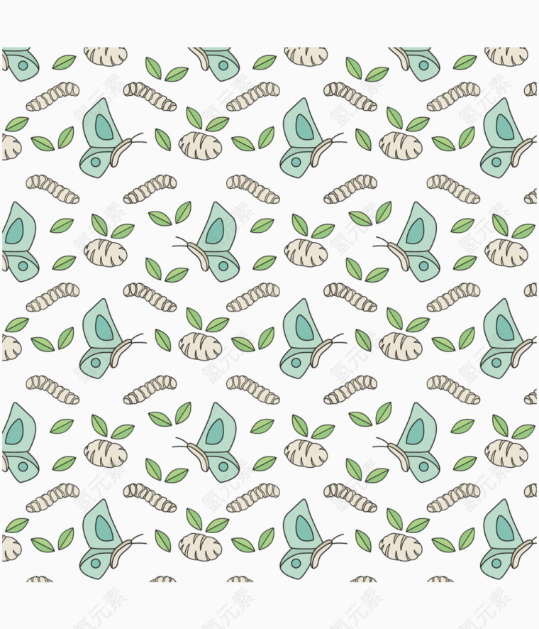 蝴蝶虫子茧底纹素材