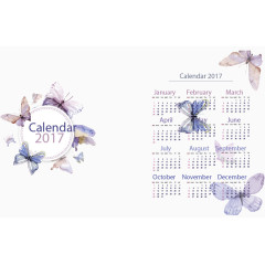 水彩蝴蝶新年日历