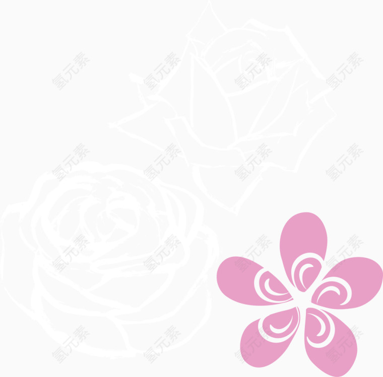 玫瑰花油画手绘装饰元素