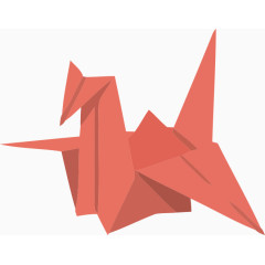 红色纸鹤卡通手绘装饰元素