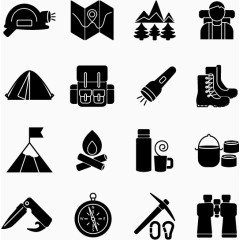 矢量黑色旅游图标素材