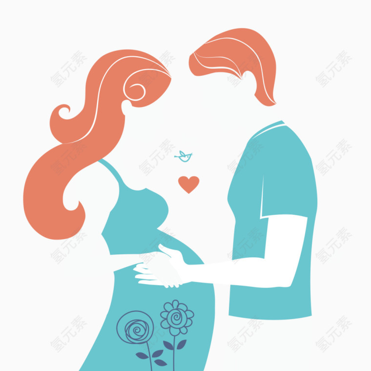卡通夫妻孕妇免抠PNG图片