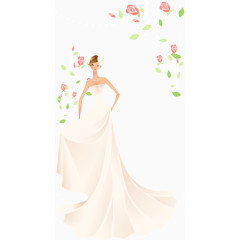 优美新娘花朵婚纱照矢量素材