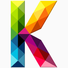 卡通炫彩几何拼接字母K