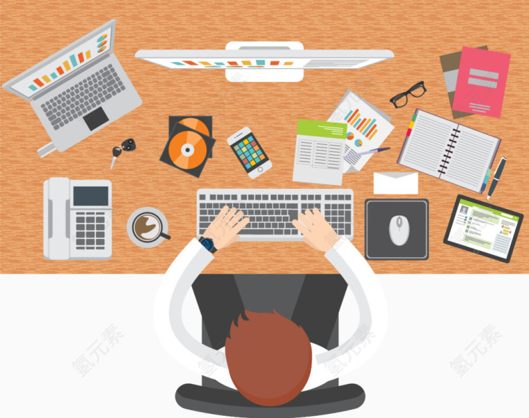 矢量扁平化办公桌面