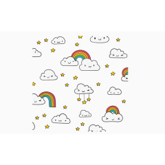 表情云朵彩虹背景