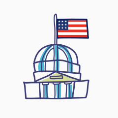 卡通手绘美国建筑