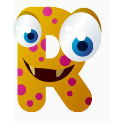 卡通动物形象英文字母R