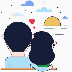 情侣合影矢量