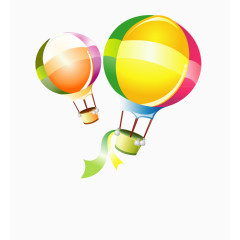 卡通漂浮彩色热气球