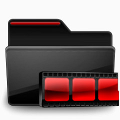 文件夹视频黑色红红色图标