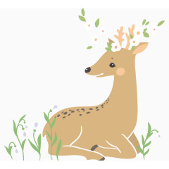 卡通手绘梅花鹿