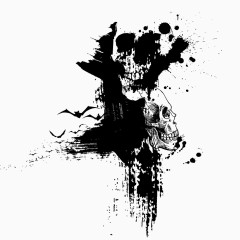 矢量墨迹骷髅印花