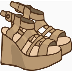 卡通手绘厚底凉鞋 