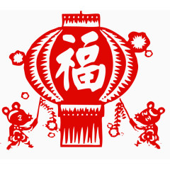 中国风剪纸福字灯笼