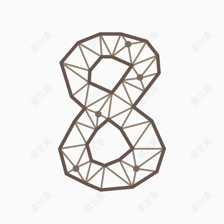 线框三角形几何数字8