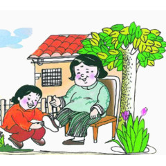 女儿给妈妈穿鞋