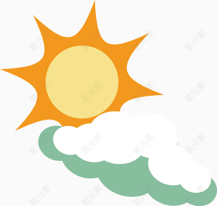 太阳云卡通手绘装饰元素