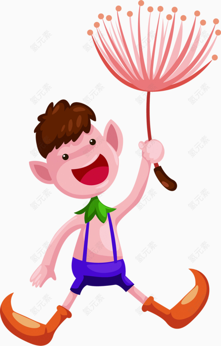 放飞蒲公英的小男孩