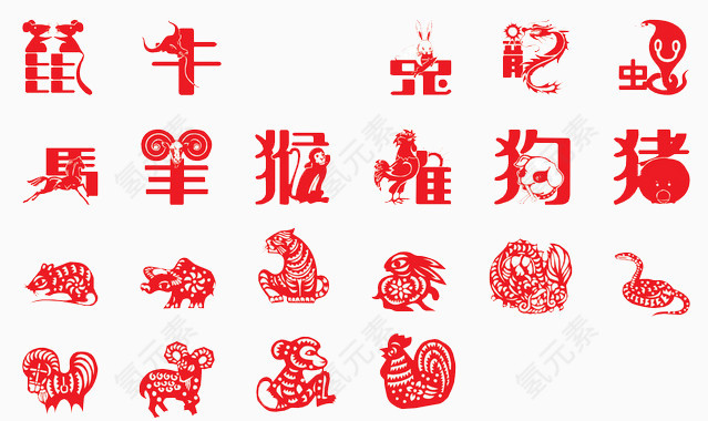 十二生肖元素组合