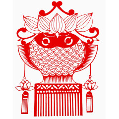 锦鲤荷花灯剪纸