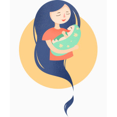 抱婴儿卡通人物装饰元素