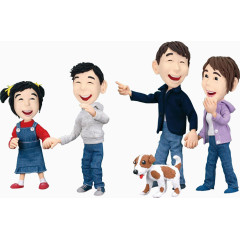 手绘卡通全家人物图