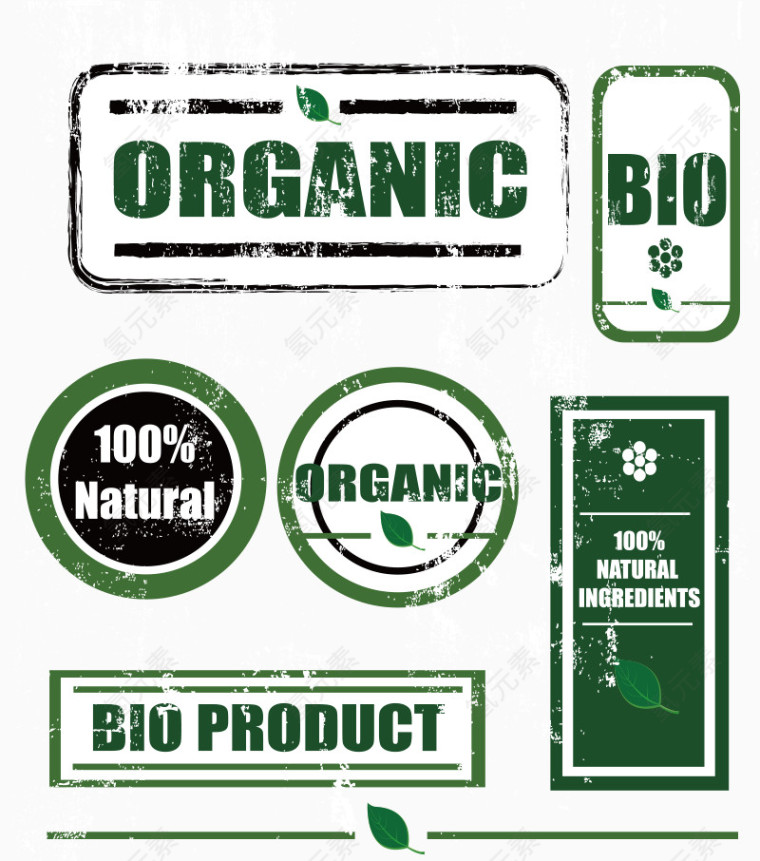 绿色标签矢量元素