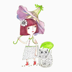 插画可爱小女孩