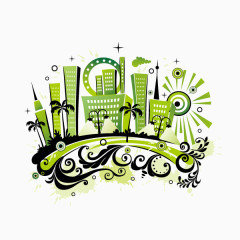 房子 绿色 环保 装饰图案