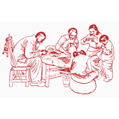 过年包饺子手绘