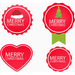 四张红色圣诞节标签