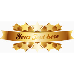 金色质感星星标题丝带