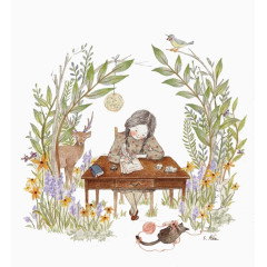 认真做作业的小女孩