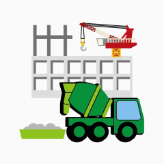 建筑剪影施工卡通 建筑施工
